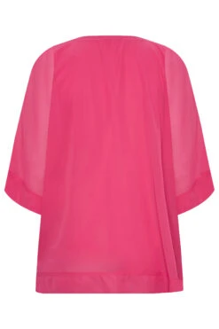 YOURS LONDON Curve Bright Pink Chiffon Cape Blouse -Luna Looks Zone 2c6896d2 af06 4b 162078 Y
