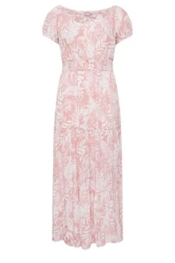 YOURS Curve Pink Tropical Print Bardot Maxi Dress -Luna Looks Zone 2c814516 792a 4f 137325 X
