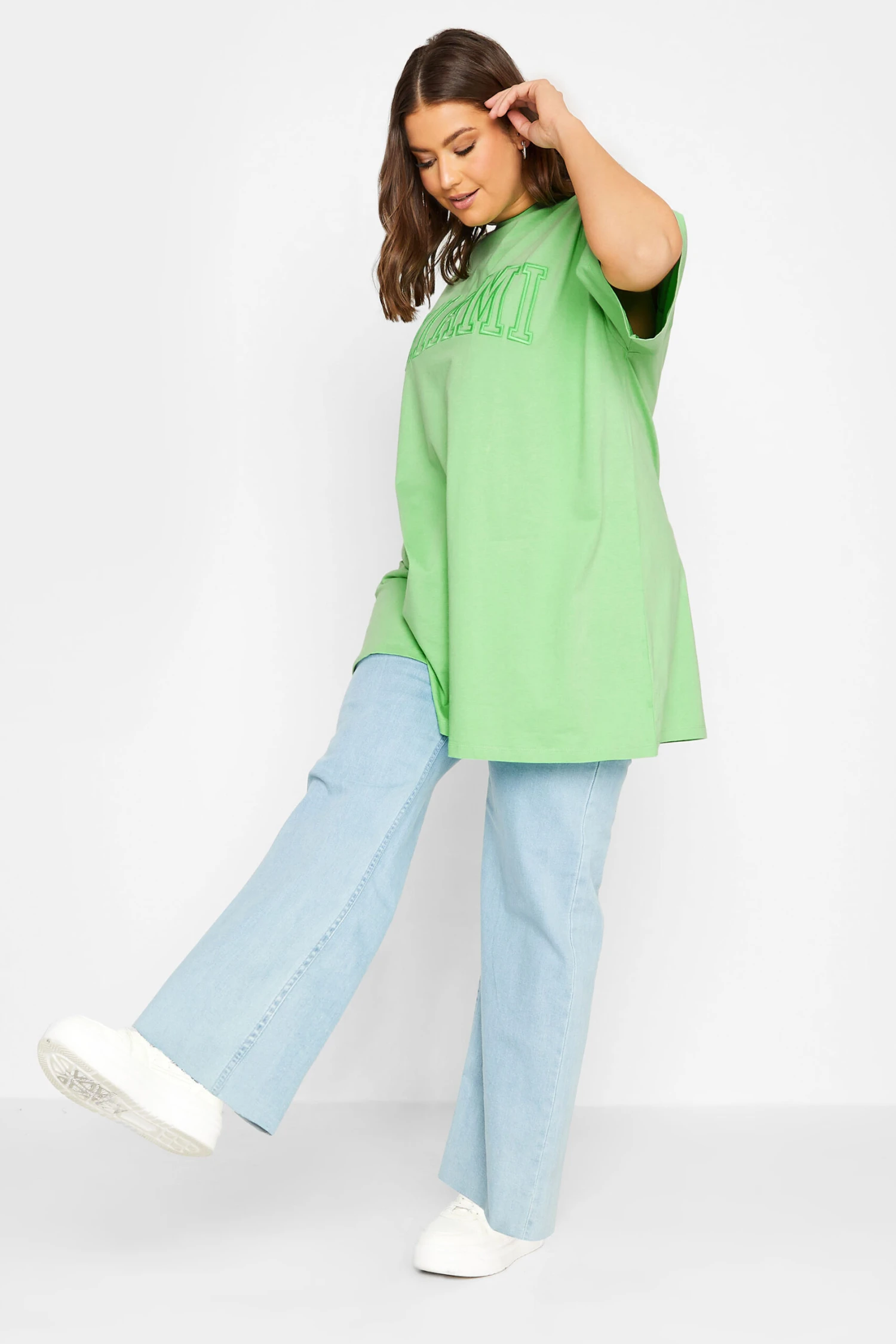 YOURS Curve 2 PACK White & Green 'Miami' Tunic T-Shirts 2 YOURS Curve 2 PACK White & Green 'Miami' Tunic T-Shirts - Image 2