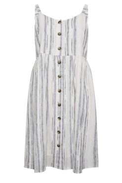 YOURS Curve White Stripe Button Lined Strappy Sundress 10 YOURS Curve White Stripe Button Lined Strappy Sundress -Luna Looks Zone 2d77a058 9d0c 48 137356 X