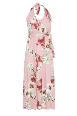 YOURS LONDON Curve Pink Floral Halter Neck Dress -Luna Looks Zone 2d7d08e0 56ae 4b 161473 X
