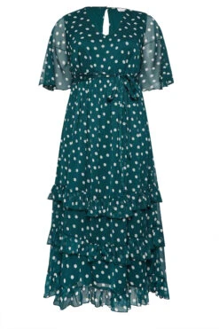 YOURS LONDON Curve Green Polka Dot Ruffle Maxi Dress -Luna Looks Zone 2d8f6aca 8498 41 162209 X