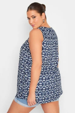 YOURS Curve Navy Blue Aztec Print Swing Top -Luna Looks Zone 2ded4cb1 f565 4d 131988 C