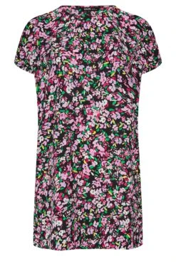 YOURS Curve Black & Pink Floral Print Shift Dress -Luna Looks Zone 2e2ca478 a033 4a 137527 X
