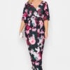 YOURS LONDON Curve Navy Blue Floral Shirred Maxi Dress