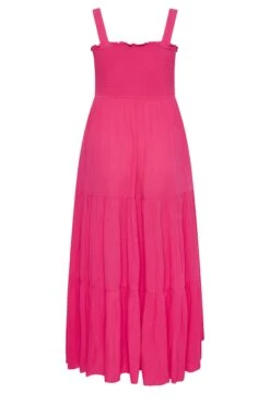 YOURS Curve Hot Pink Shirred Strappy Sundress -Luna Looks Zone 2e4d79eb b4ba 41 137430 Y