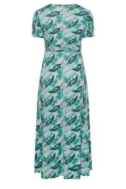 YOURS Curve Light Blue Leaf Print Maxi Wrap Dress -Luna Looks Zone 2e651577 5d1d 49 302161 Y