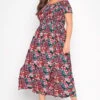 YOURS Curve Pink Floral Print Bardot Maxi Dress