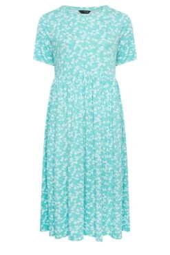 YOURS Curve Light Blue Floral Disty Print Smock Dress -Luna Looks Zone 2ee19acc f24e 45 137387 X