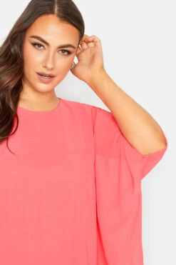YOURS LONDON Curve Coral Pink Cape Top -Luna Looks Zone 2f2bc97b 157d 43 162074 D