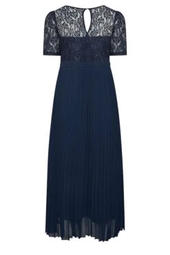 YOURS LONDON Curve Navy Blue Lace Puff Sleeve Pleated Maxi Dress -Luna Looks Zone 2f62845f 887c 46 161903 Y