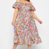 LIMITED COLLECTION Curve Pink Floral Frill Cold Shoulder Midi Dress