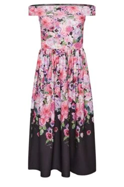 YOURS PETITE Curve Black Floral Border Bardot Dress -Luna Looks Zone 2fc8bbe7 ffdb 49 174573 Y