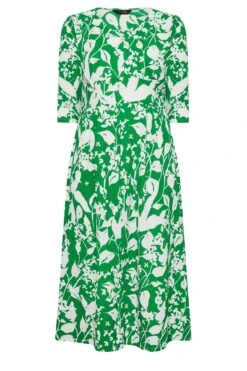 YOURS Curve Green Floral Split Front Dress -Luna Looks Zone 3144768d efd1 43 301904 X