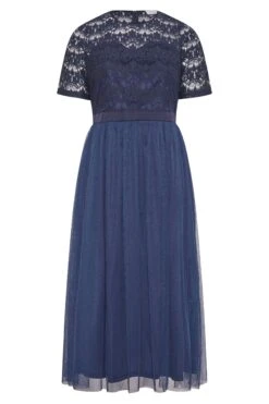 YOURS LONDON Curve Navy Blue Lace Chiffon Maxi Dress -Luna Looks Zone 32201069 dc5b 47 161007 F
