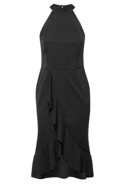 YOURS LONDON Curve Black Halter Neck Ruffle Bodycon Wrap Dress -Luna Looks Zone 32419733 1819 43 161822 X
