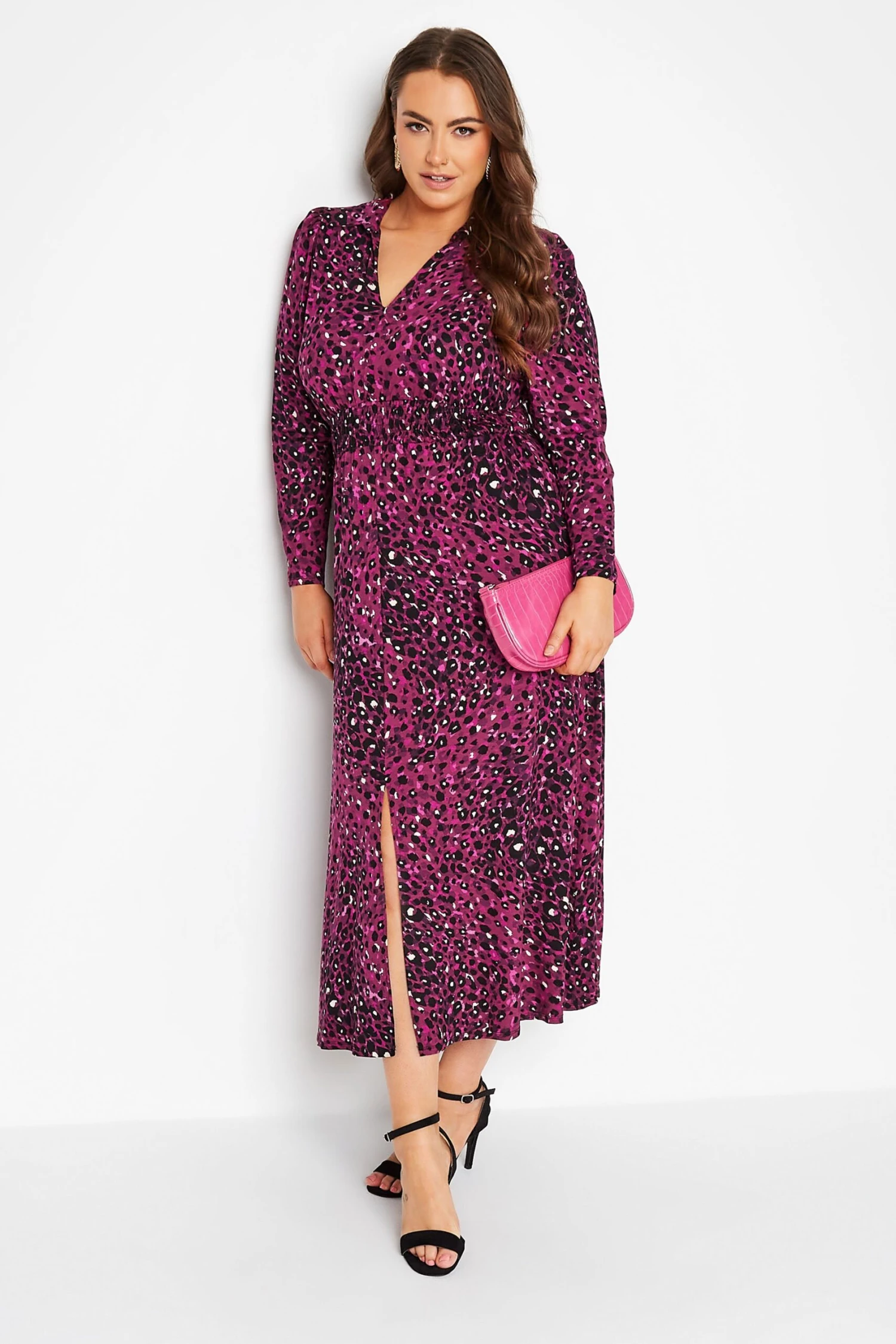 YOURS LONDON Curve Pink Animal Print Shirred Waist Dress 1 YOURS LONDON Curve Pink Animal Print Shirred Waist Dress