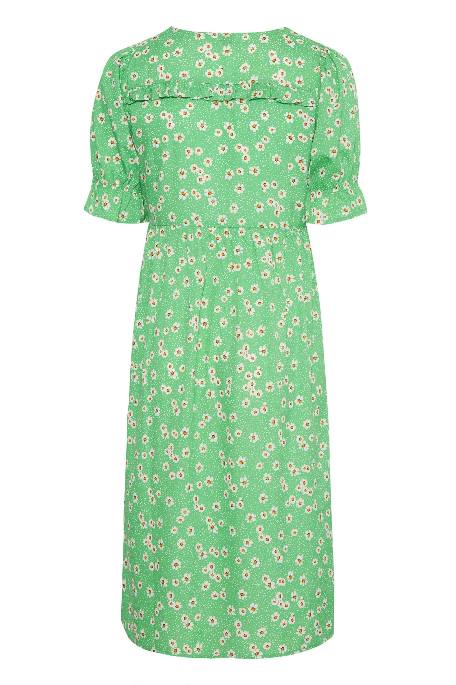 YOURS Curve Green Daisy Print Frill Sleeve Wrap Dress 6 YOURS Curve Green Daisy Print Frill Sleeve Wrap Dress - Image 6