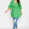 YOURS Curve Green Textured Wrap Top