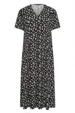 LIMITED COLLECTION Curve Black Daisy Pleat Front Maxi Dress -Luna Looks Zone 339fad8f 8df2 48 214475 X