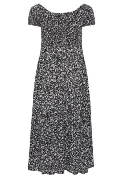 YOURS Curve Black Floral Shirred Bardot Maxi Dress -Luna Looks Zone 33b7b075 0c13 4f 137289 Y