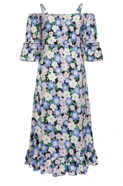 YOURS Curve Purple Floral Cold Shoulder Midaxi Dress -Luna Looks Zone 33cfac5f e766 49 137286 Y
