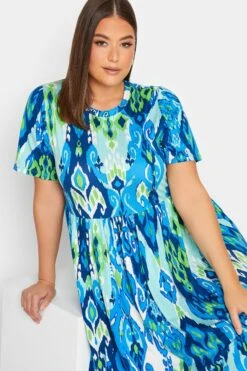 YOURS Curve Blue Abstract Print Frill Sleeve Smock Dress 10 YOURS Curve Blue Abstract Print Frill Sleeve Smock Dress -Luna Looks Zone 348883d9 4fda 49 302233 E