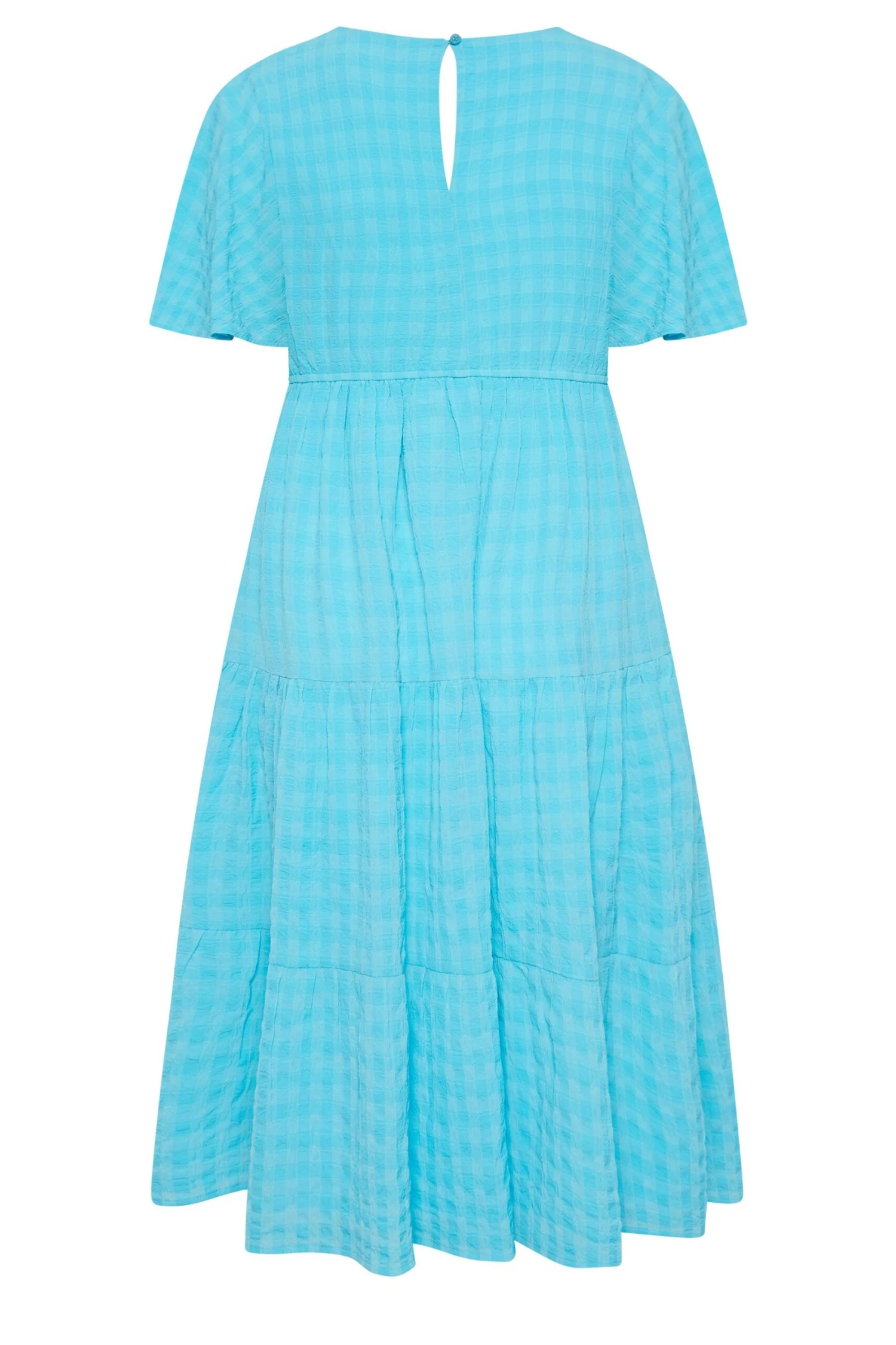 LIMITED COLLECTION Curve Aqua Blue Textured Tiered Smock Dress 7 LIMITED COLLECTION Curve Aqua Blue Textured Tiered Smock Dress - Image 7