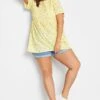 YOURS Curve Yellow Floral Print Shirred Top