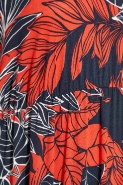 YOURS Curve Navy Blue Leaf Print Cold Shoulder Dress -Luna Looks Zone 35662a7c cd81 43 300799 Z