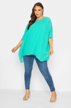 YOURS LONDON Curve Turquoise Green Cape Top