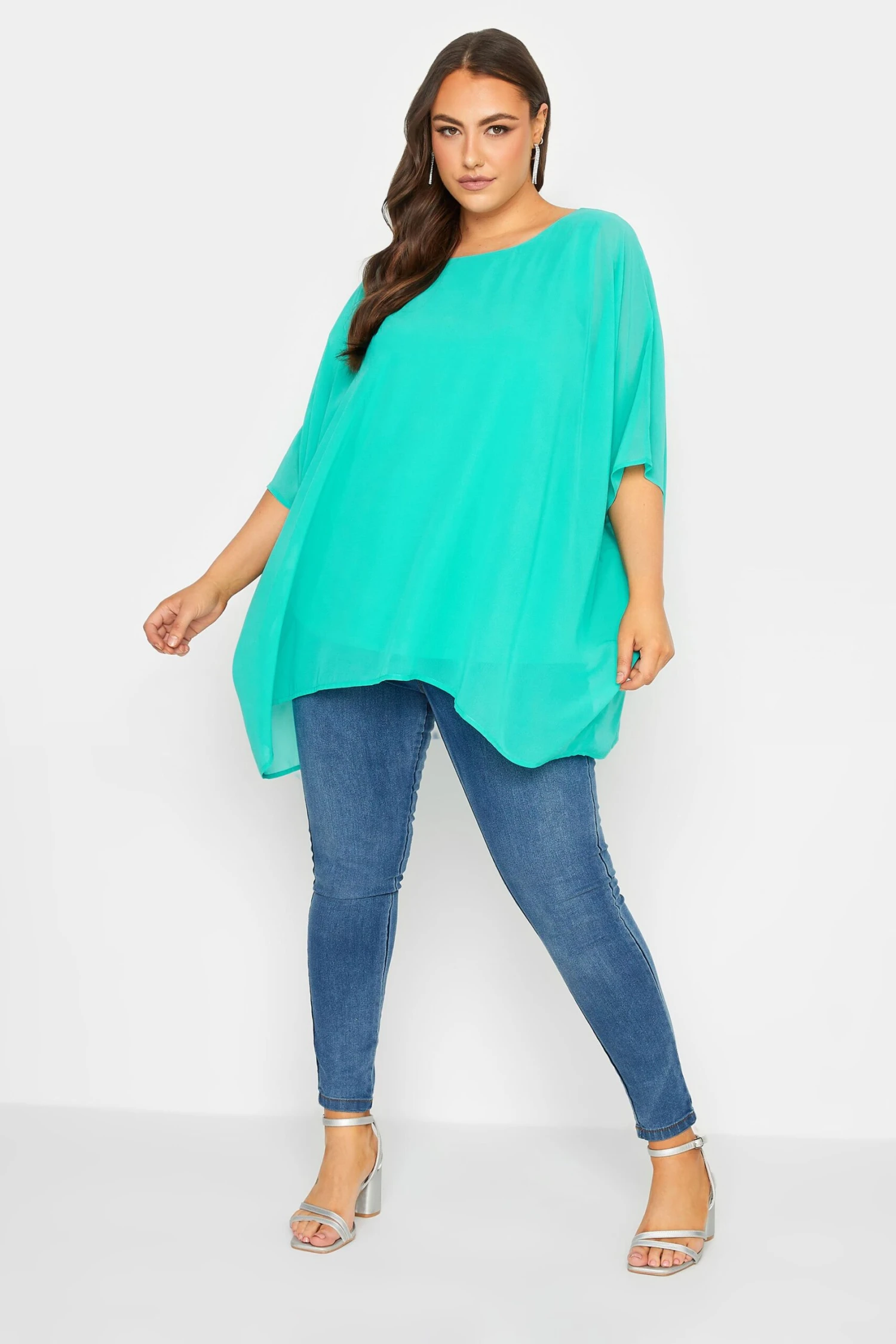 YOURS LONDON Curve Turquoise Green Cape Top 1 YOURS LONDON Curve Turquoise Green Cape Top
