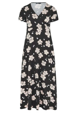 YOURS Curve Black Floral Print V-Neck Midaxi Dress -Luna Looks Zone 35e569ca 63ca 42 302228 X