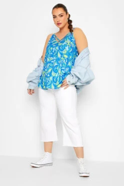 LIMITED COLLECTION Curve Blue Abstract Print Strappy Cami Top