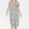 YOURS PETITE Curve White Dalmatian Print Midi Tea Dress