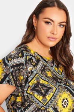 YOURS Curve Black Paisley Print Frill Blouse -Luna Looks Zone 373dafee 91b8 4c 174271 D