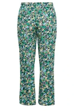 YOURS Curve Green Floral Print Frill Wide Leg Trousers -Luna Looks Zone 37a3ba4c 8624 41 143369 Y