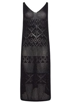 YOURS Curve Black Crochet Midaxi Dress -Luna Looks Zone 383f3b57 37ef 45 192857 XR