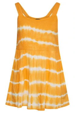 YOURS Curve Yellow Tie Dye Shirred Peplum Vest Top -Luna Looks Zone 385e19bd 94ec 4e 131607 X