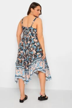YOURS Curve Black Floral Hanky Hem Midaxi Dress -Luna Looks Zone 387dae11 1614 4c 137346 C