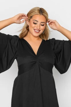 YOURS LONDON Curve Black Angel Sleeve Knot Front Top -Luna Looks Zone 39a8ea9a a0d8 4f 162221 D