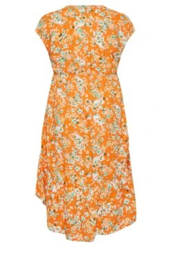 YOURS Curve Orange Floral Print High Low Wrap Dress -Luna Looks Zone 3a04ab1a bf3f 4e 137468 Y