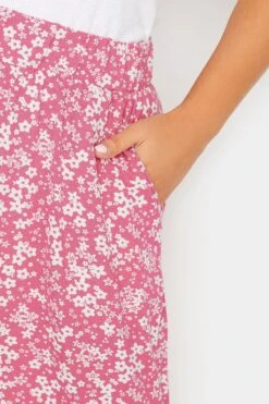YOURS Curve Pink Ditsy Print Jersey Shorts