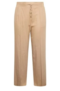 YOURS Curve Beige Brown Wide Leg Linen Look Trousers -Luna Looks Zone 3afd2567 1499 4b 143314 X