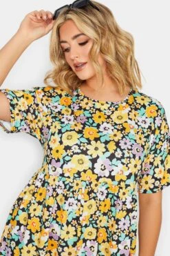YOURS PETITE Curve Yellow Floral Print Smock Dress -Luna Looks Zone 3ba8f827 f724 44 174426 E