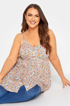 YOURS Curve White Floral Peplum Cami Top 8 YOURS Curve White Floral Peplum Cami Top -Luna Looks Zone 3bc6c423 35e8 49 131267 D