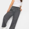 YOURS Curve Grey Pull On Wide Leg Jeans