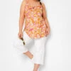 LIMITED COLLECTION Curve Orange Abstract Print Strappy Cami Top