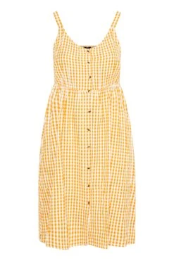 LIMITED COLLECTION Curve Orange Gingham Button Front Sundress -Luna Looks Zone 3d7fe91a e1fb 49 214487 X