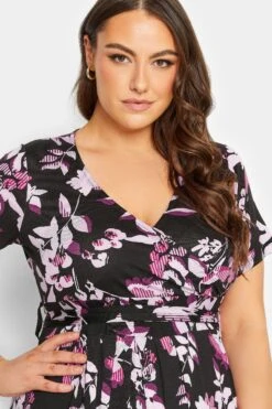 YOURS Curve Black Leaf Print Wrap Maxi Dress 8 YOURS Curve Black Leaf Print Wrap Maxi Dress -Luna Looks Zone 3ebc6235 dc96 4c 137434 D